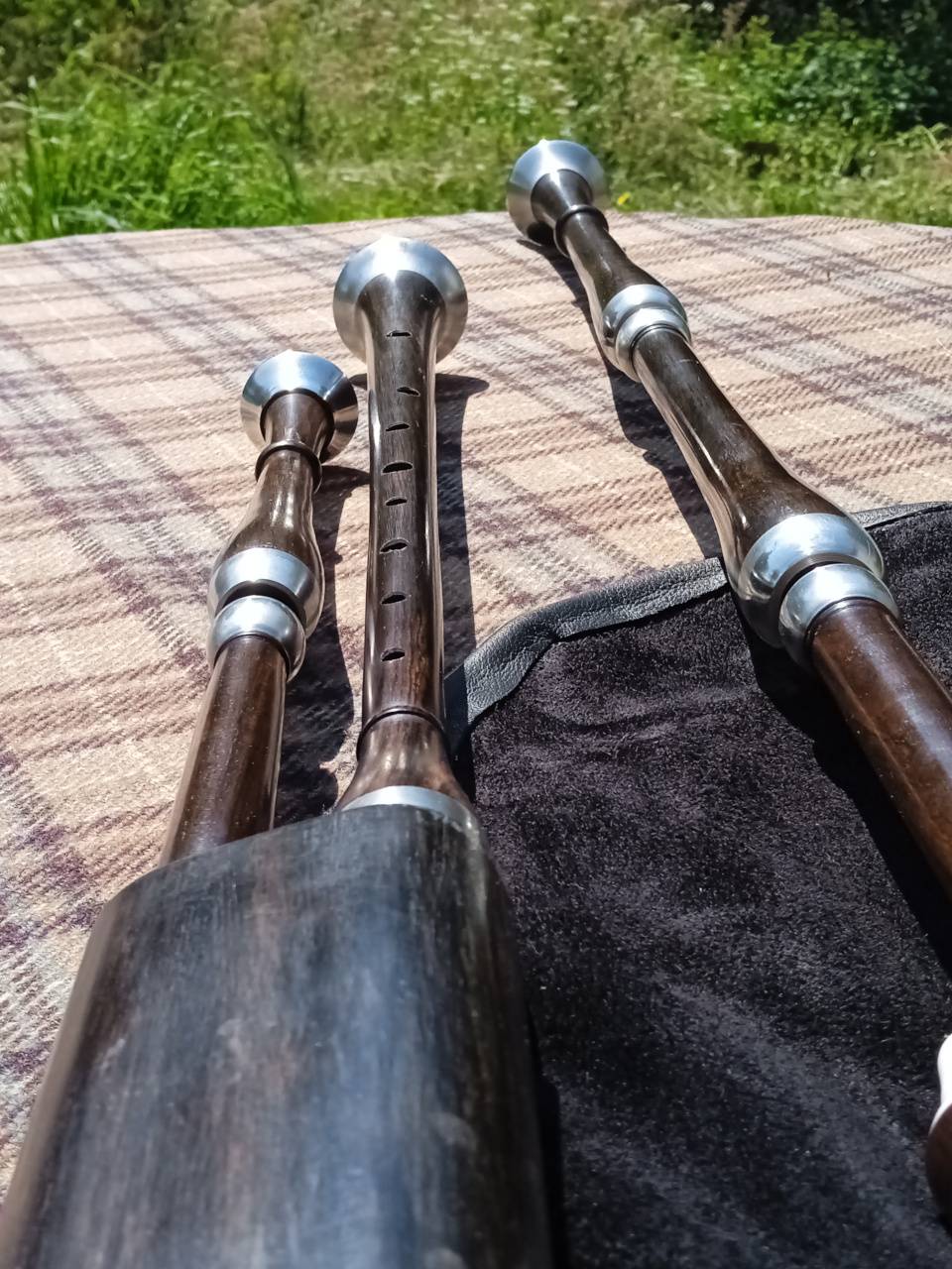 Cornemuse 16 pouces ébène, bagues étain